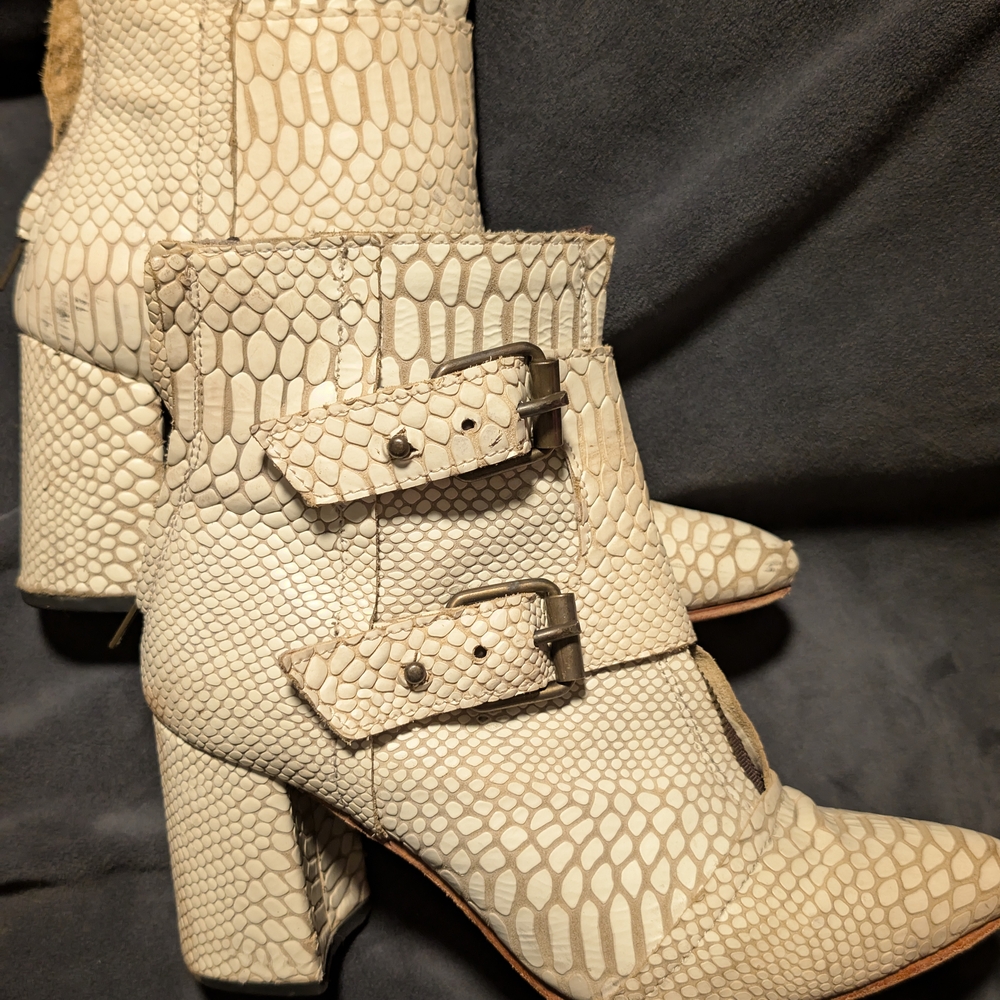 Freebird by Steven Cream Ankle Booties with Buckle Straps